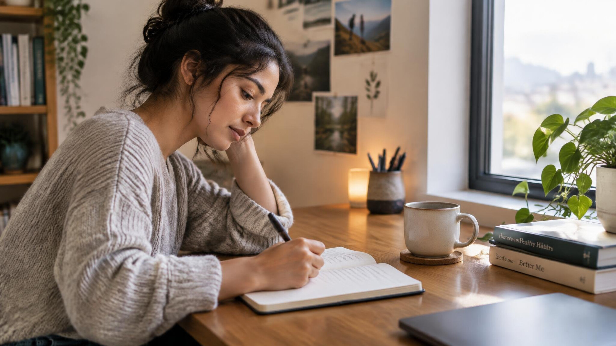 person journaling at desk