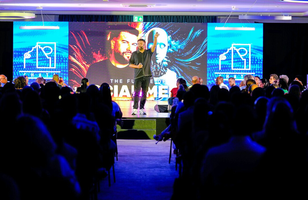 speaker presenting ideas on stage