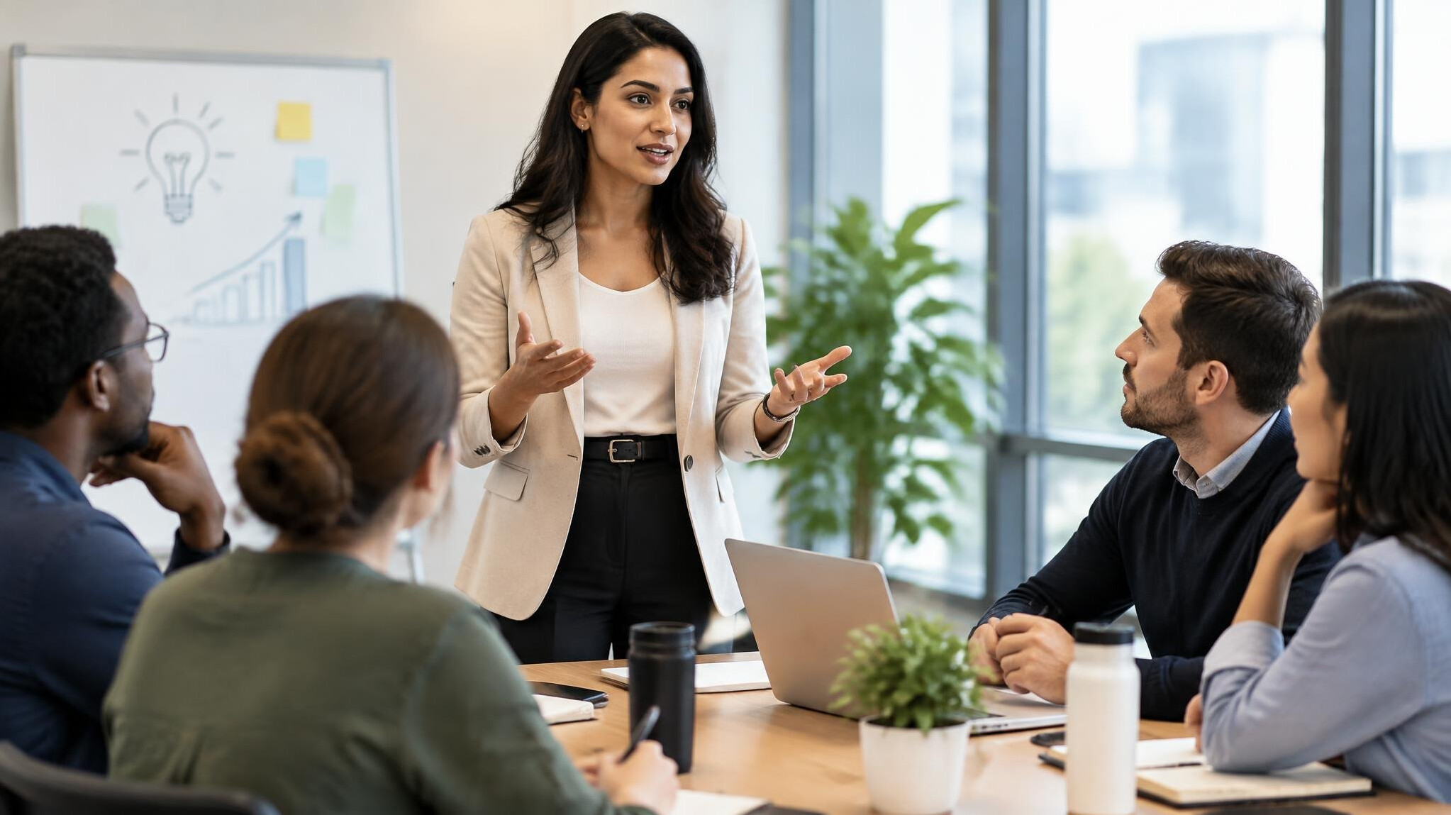 woman leading team meeting
