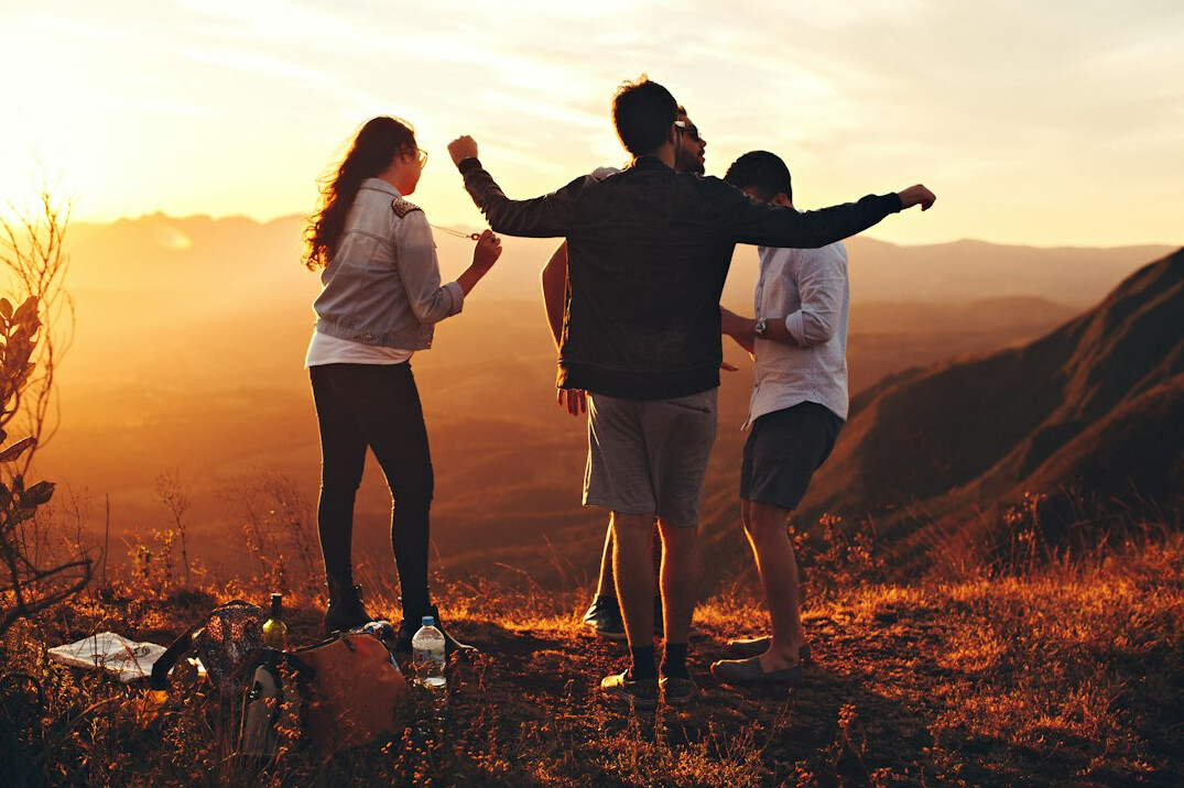 friends connecting outdoors